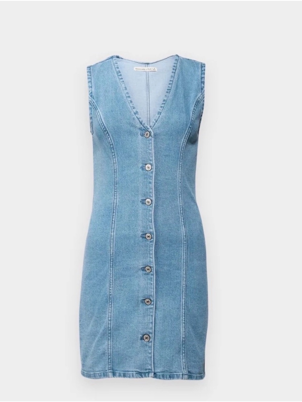 Abercrombie Sleeveless Light Blue Denim Button-Front Dress